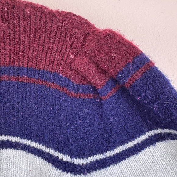 CLICHE' Bold Color Mock Turtleneck Striped Pullover Sweater / Size Medium - Picture 4 of 12